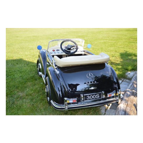 Vintage Mercedes 300S, 90W elektromos kisautó - Fekete