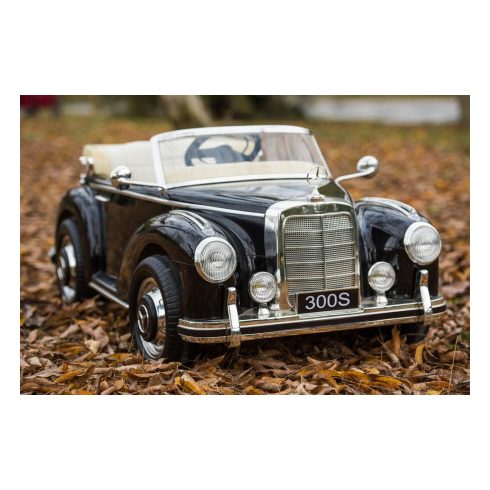 Vintage Mercedes 300S, 90W elektromos kisautó - Fekete