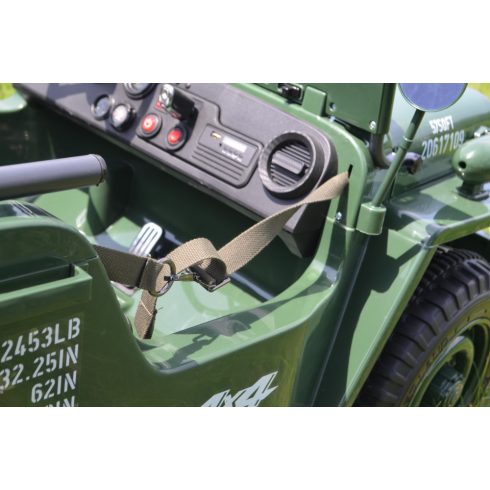 Katonai elektromos kisautó off-road 4x4, 12V, 180W - Zöld