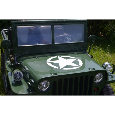 Katonai elektromos kisautó off-road 4x4, 12V, 180W - Zöld