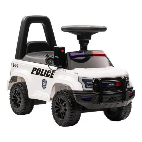 Rendőr elektromos kisautó 30W 6V, megafonnal és zenelejátszóval - Fehér
