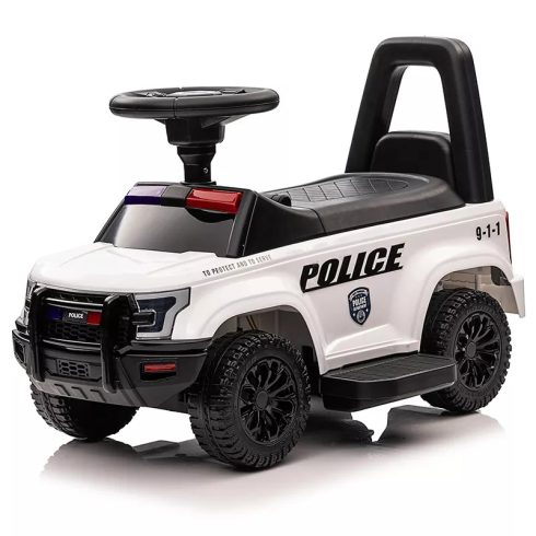 Rendőr elektromos kisautó 30W 6V, megafonnal és zenelejátszóval - Fehér