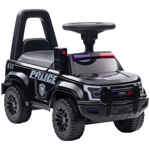 Rendőr elektromos kisautó 30W 6V, megafonnal és zenelejátszóval - Fekete