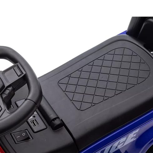 Rendőr elektromos kisautó 30W 6V, megafonnal és zenelejátszóval - Fekete