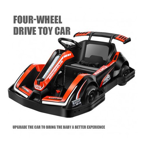 Racing Kart 90W, 12V-7Ah elektromos kisautó - Fekete/Piros