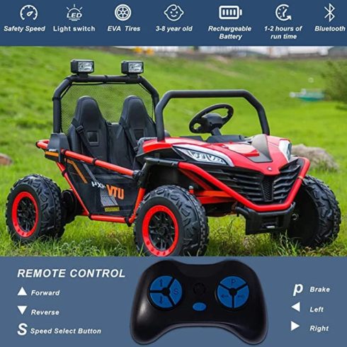 UTV - Dune-Buggy, 2 üléses - 200W, 24V - 10AH - elektromos kisautó - Piros