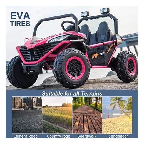 UTV - Dune-Buggy, 2 üléses - 300W, 24V - 10AH - elektromos kisautó - Rózsaszín
