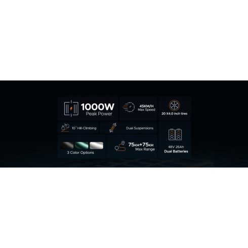 DUAL ENGWE M20 elektromos kerékpár 1000W | 48V | 26ah | 25km/h 