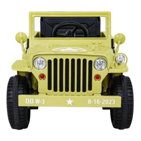 Retro Katonai Elektromos Kisautó, 4x4, 140W, 12V/7Ah - Bézs