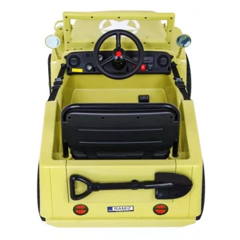 Retro Katonai Elektromos Kisautó, 4x4, 140W, 12V/7Ah - Bézs