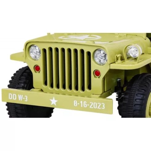 Retro Katonai Elektromos Kisautó, 4x4, 140W, 12V/7Ah - Bézs