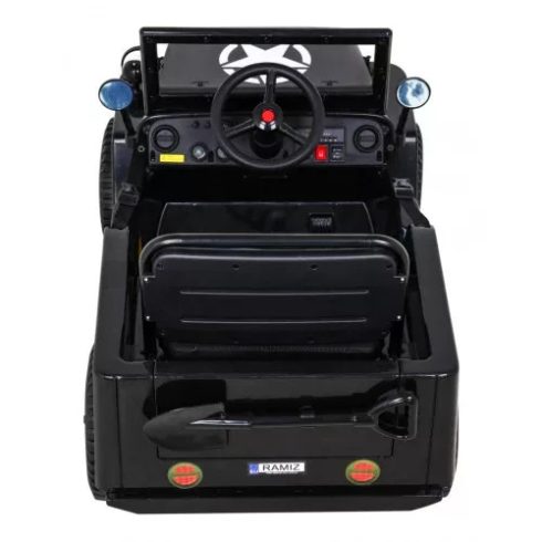 Retro Katonai Elektromos Kisautó, 4x4, 140W, 12V/7Ah - Fekete