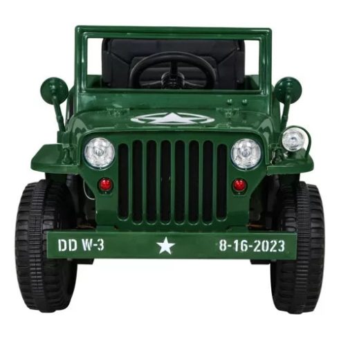 Retro Katonai Elektromos Kisautó, 4x4, 140W, 12V/7Ah - Zöld