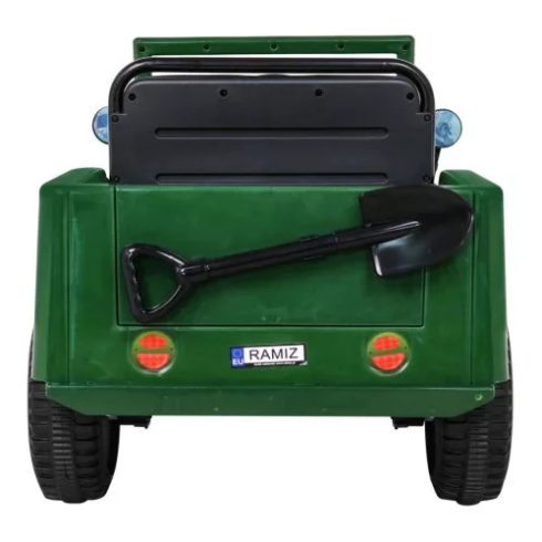 Retro Katonai Elektromos Kisautó, 4x4, 140W, 12V/7Ah - Zöld