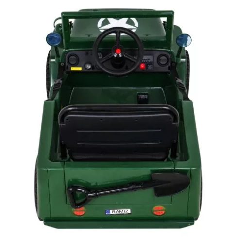 Retro Katonai Elektromos Kisautó, 4x4, 140W, 12V/7Ah - Zöld