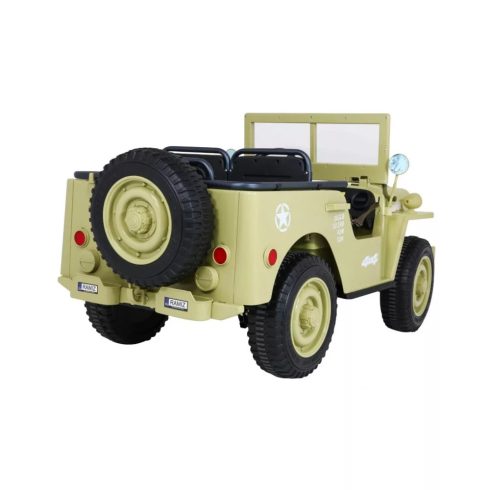 Katonai Retro Strong elektromos kisautó, 3 személyes, 4x4, 360W, 24V /7Ah - Bézs 