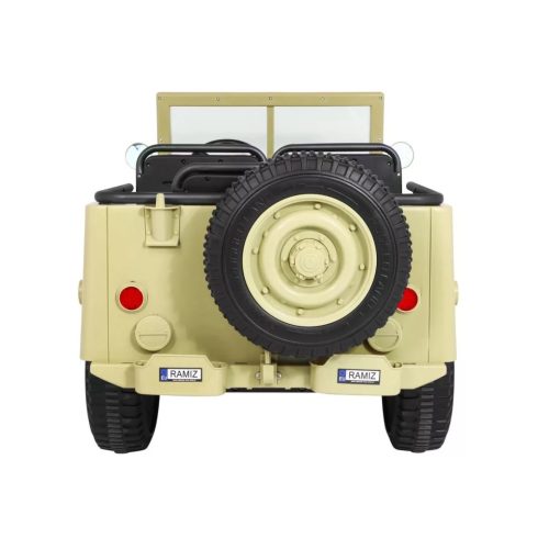 Katonai Retro Strong elektromos kisautó, 3 személyes, 4x4, 360W, 24V /7Ah - Bézs 