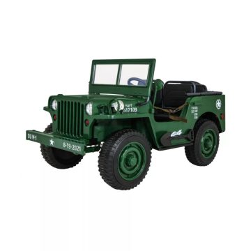  Katonai Retro Strong elektromos kisautó, 3 személyes, 4x4, 360W, 24V /7Ah - Zöld