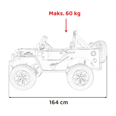 Power Retro elektromos terepjáró 3 személyes, 800W, 24V/7Ah - Fekete